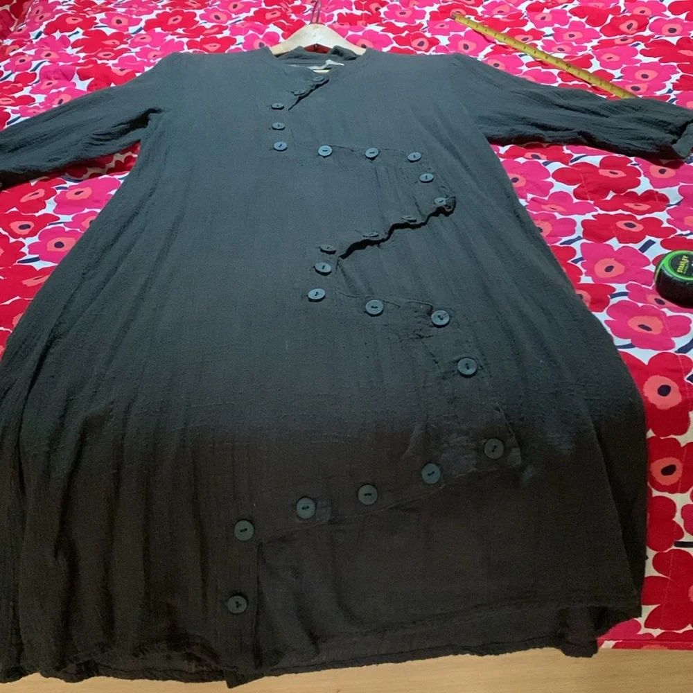 Cynthia Ashby charcoal grey gauze dress - Picture 2 of 7
